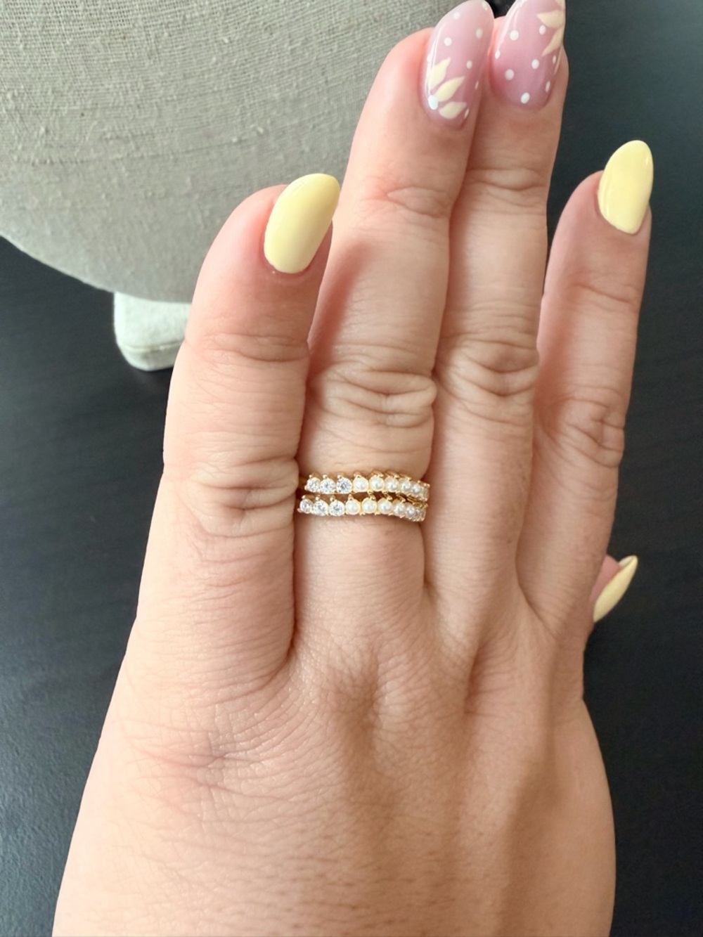Gold Guilded Sterling Stackable Band Set - Picture 2 of 4